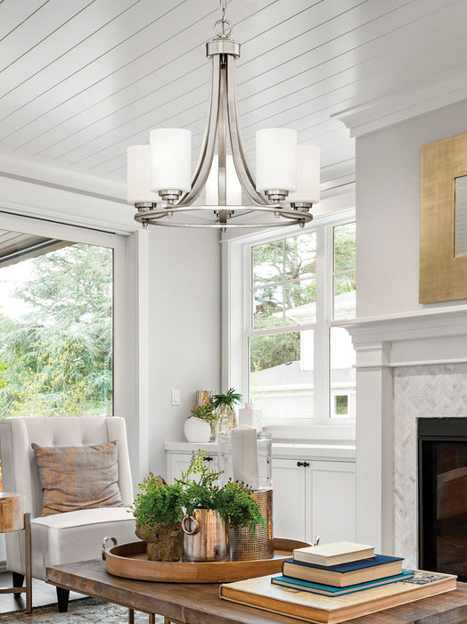 Five Light Chandelier from the Bristo collection in Satin Nickel finish