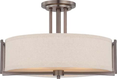 Nuvo Lighting - 60-4858 - Three Light Semi Flush Mount - Gemini - Hazel Bronze / Khaki