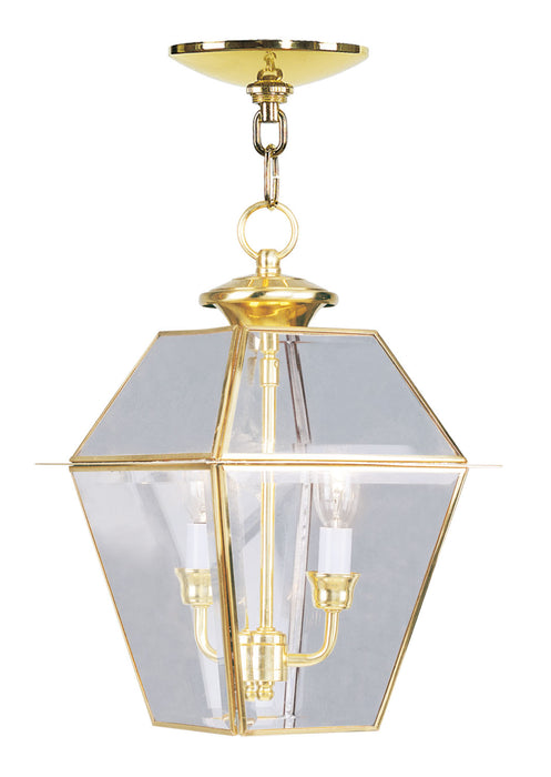 Livex Lighting - 2285-02 - Two Light Outdoor Pendant - Westover - Polished Brass