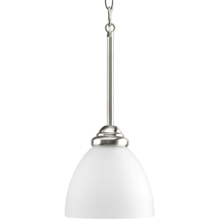 One Light Mini Pendant from the Heart collection in Brushed Nickel finish