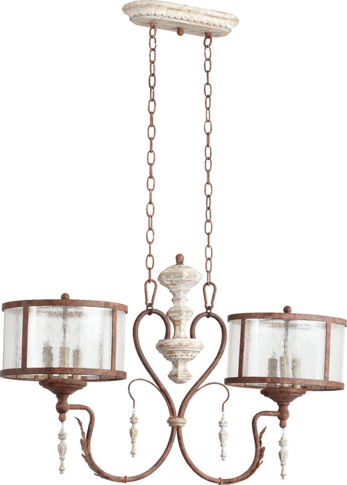 Quorum - 6552-6-56 - Six Light Island Pendant - La Maison - Manchester Grey w/ Rust Accents