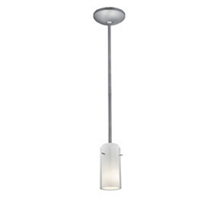 Access - 28033-1R-BS/CLOP - One Light Pendant - Glass`n Glass Cylinder - Brushed Steel