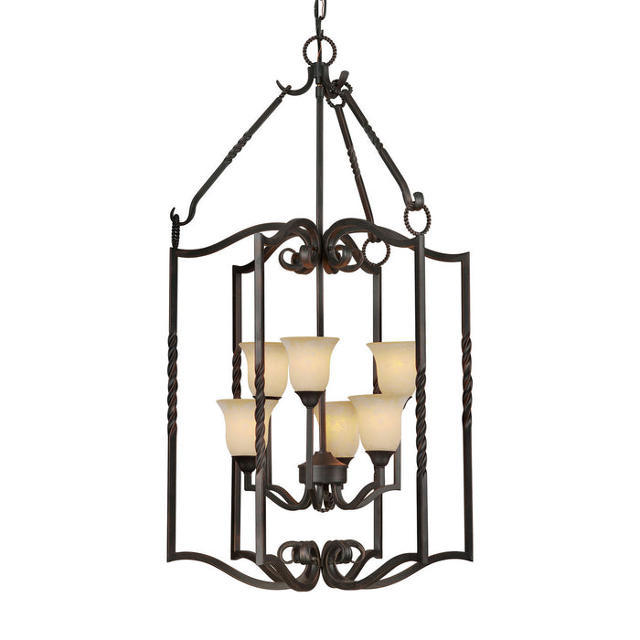 Forte - 2633-06-64 - Six Light Foyer Pendant - Bordeaux