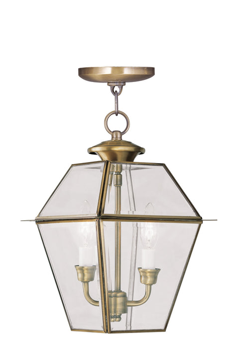 Livex Lighting - 2285-01 - Two Light Outdoor Pendant - Westover - Antique Brass