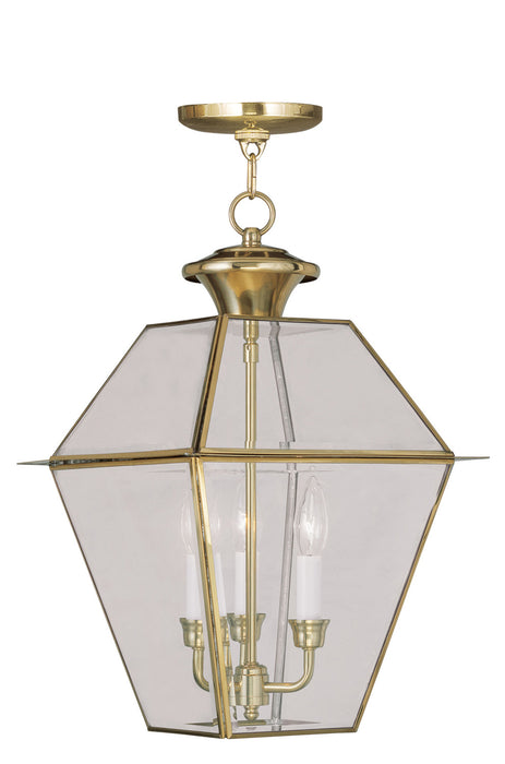 Livex Lighting - 2385-02 - Three Light Outdoor Pendant - Westover - Polished Brass