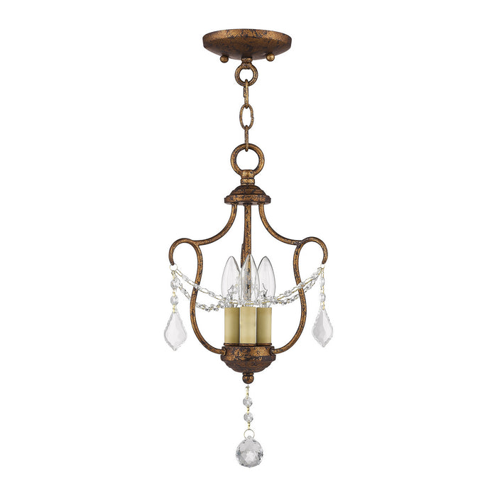 Three Light Mini Pendant/Ceiling Mount from the Chesterfield collection in Hand Applied Venetian Golden Bronze finish