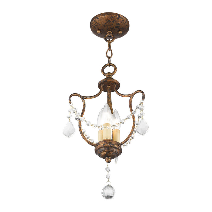 Three Light Mini Pendant/Ceiling Mount from the Chesterfield collection in Hand Applied Venetian Golden Bronze finish