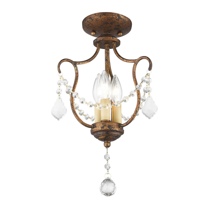 Three Light Mini Pendant/Ceiling Mount from the Chesterfield collection in Hand Applied Venetian Golden Bronze finish