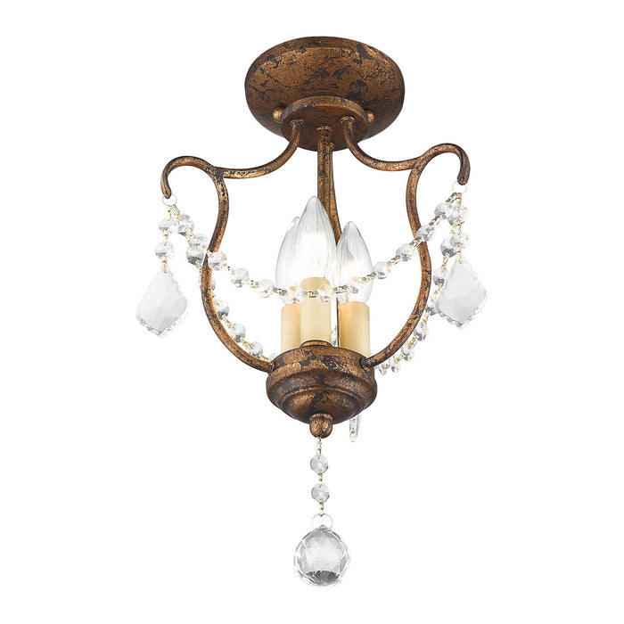 Three Light Mini Pendant/Ceiling Mount from the Chesterfield collection in Hand Applied Venetian Golden Bronze finish