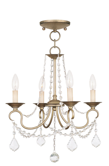 Livex Lighting - 6514-73 - Four Light Mini Chandelier/Ceiling Mount - Pennington - Hand Painted Antique Silver Leaf