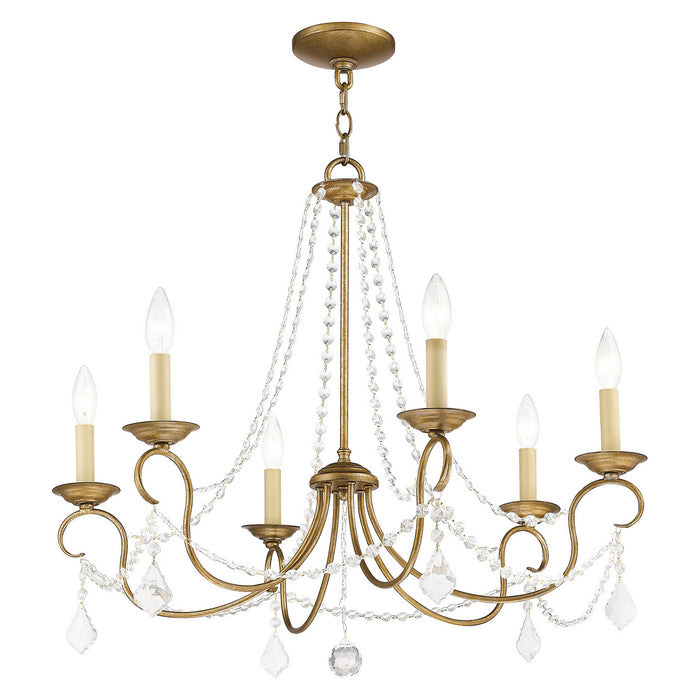 Six Light Chandelier from the Pennington collection in Antique Gold Leaf finish