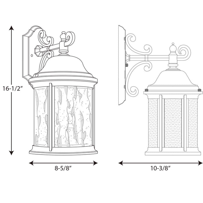 Three Light Large Wall Lantern from the Ashmore collection in Antique Bronze finish