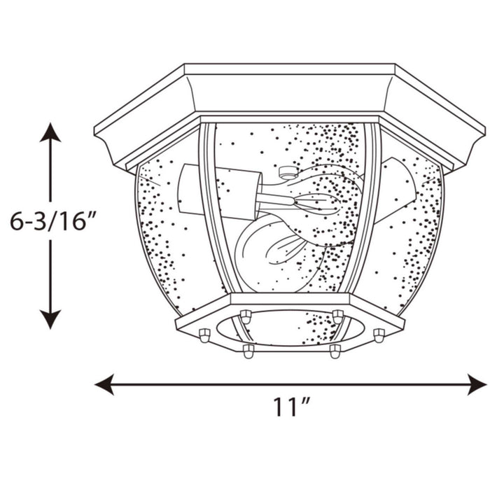 Two Light Flush Mount from the Roman Coach collection in Black finish