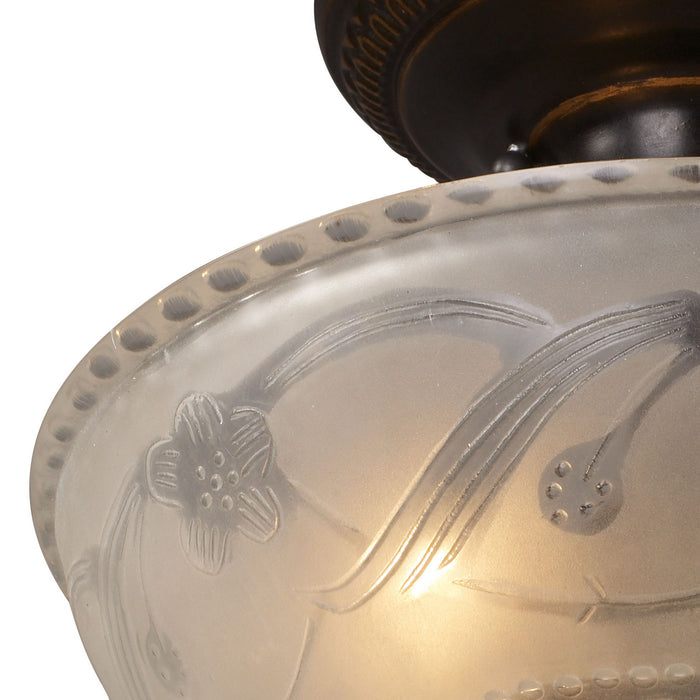 Three Light Semi Flush Mount from the Restoration collection in Golden Bronze finish