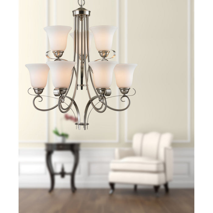 Nine Light Chandelier from the Brighton collection in Brushed Nickel finish