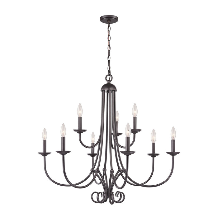 Nine Light Chandelier from the Williamsport collection in Oil Rubbed Bronze finish