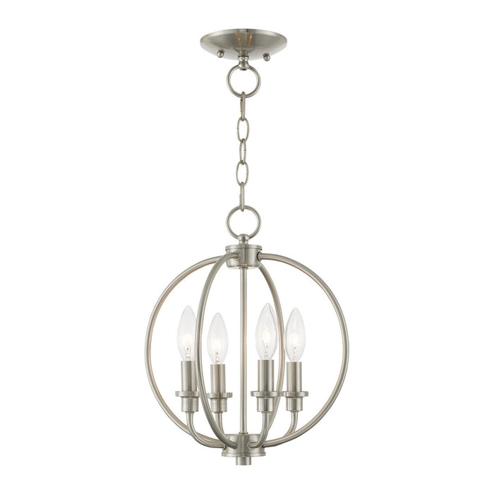 Livex Lighting - 4664-91 - Four Light Mini Chandelier/Ceiling Mount - Milania - Brushed Nickel