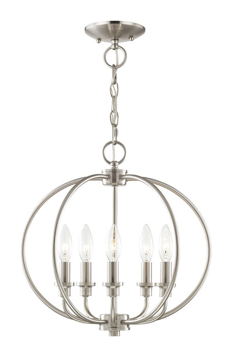 Five Light Mini Chandelier/Ceiling Mount from the Milania collection in Brushed Nickel finish