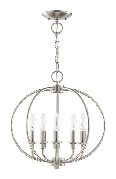 Five Light Mini Chandelier/Ceiling Mount from the Milania collection in Brushed Nickel finish