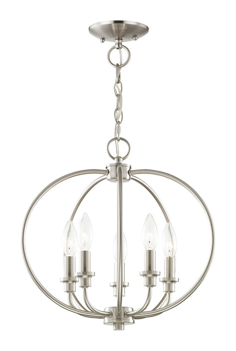 Five Light Mini Chandelier/Ceiling Mount from the Milania collection in Brushed Nickel finish