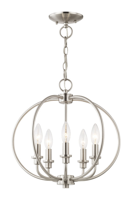 Five Light Mini Chandelier/Ceiling Mount from the Milania collection in Brushed Nickel finish