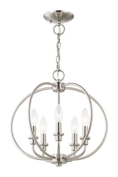 Five Light Mini Chandelier/Ceiling Mount from the Milania collection in Brushed Nickel finish