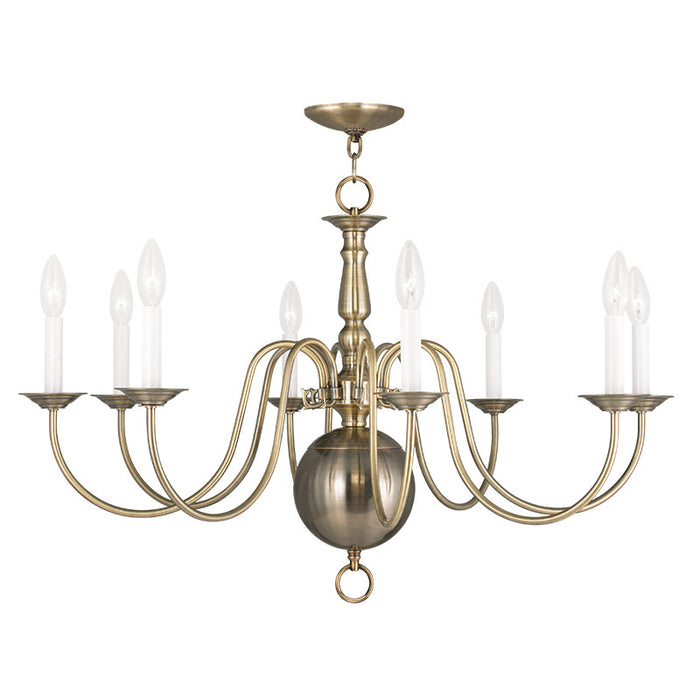 Livex Lighting - 5007-01 - Eight Light Chandelier - Williamsburgh - Antique Brass