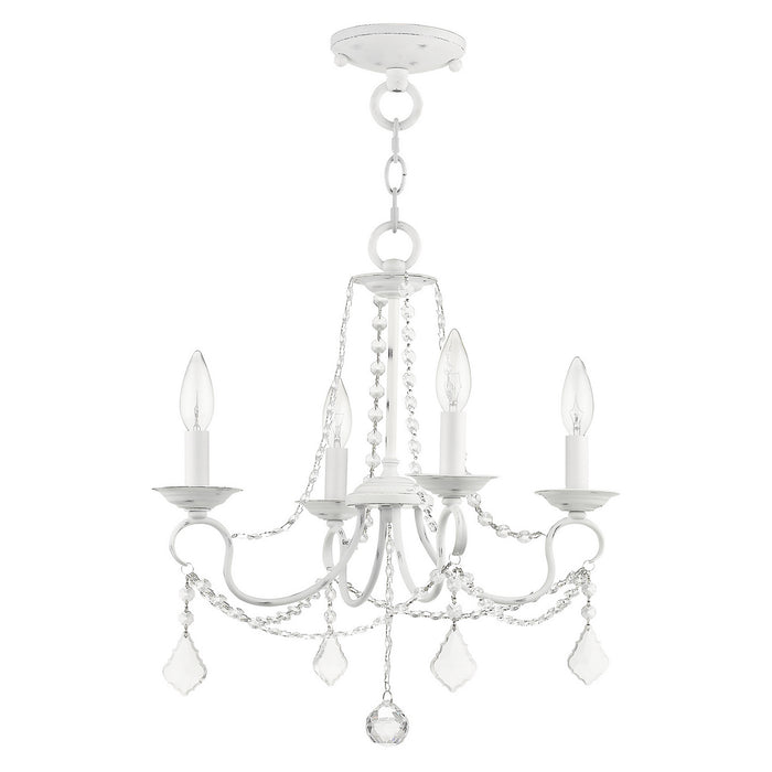 Four Light Mini Chandelier/Ceiling Mount from the Pennington collection in Antique White finish