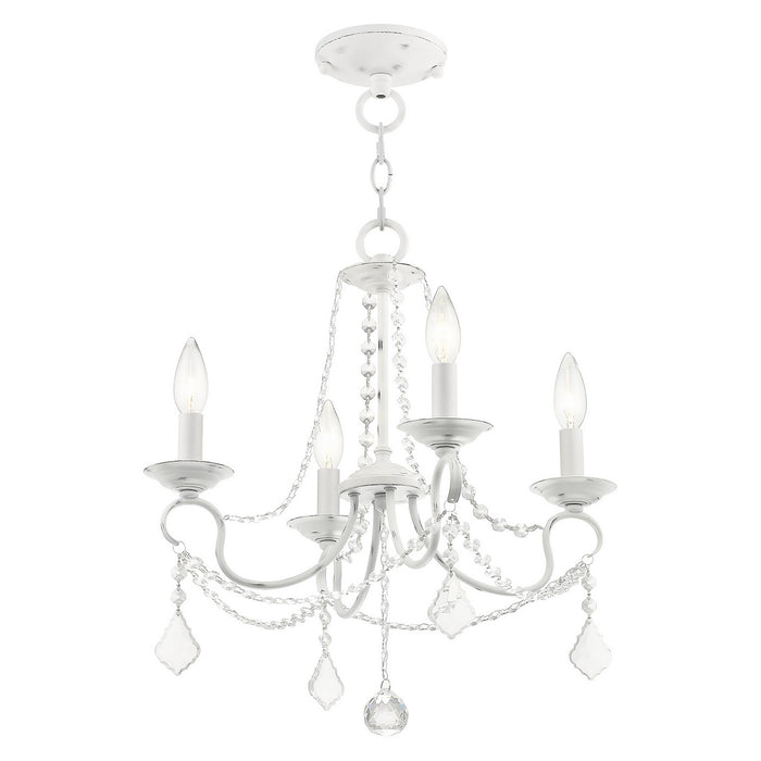 Four Light Mini Chandelier/Ceiling Mount from the Pennington collection in Antique White finish