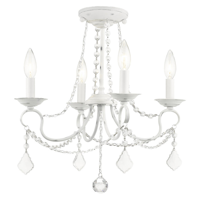 Four Light Mini Chandelier/Ceiling Mount from the Pennington collection in Antique White finish