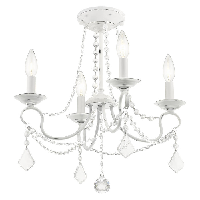 Four Light Mini Chandelier/Ceiling Mount from the Pennington collection in Antique White finish