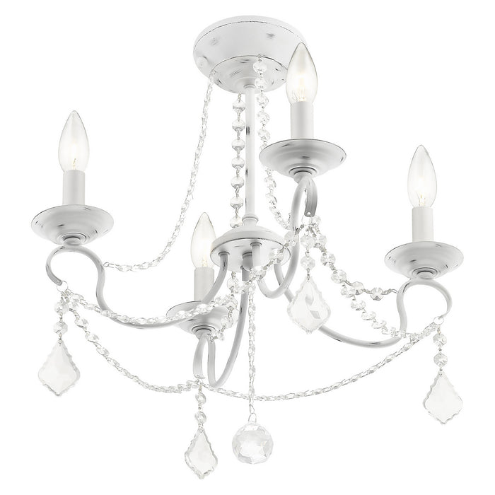 Four Light Mini Chandelier/Ceiling Mount from the Pennington collection in Antique White finish