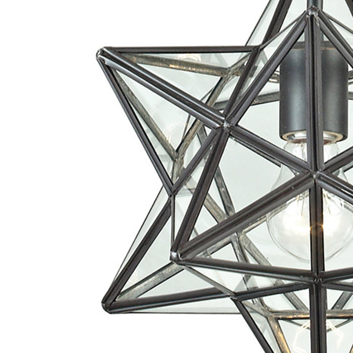 One Light Mini Pendant from the Star collection in Clear, Oiled Bronze, Oiled Bronze finish