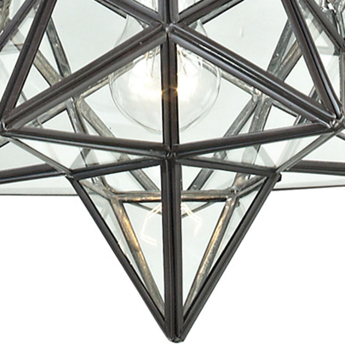 One Light Mini Pendant from the Star collection in Clear, Oiled Bronze, Oiled Bronze finish