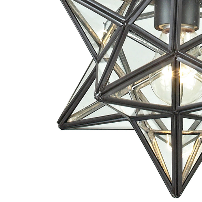 One Light Mini Pendant from the Star collection in Clear, Oiled Bronze, Oiled Bronze finish