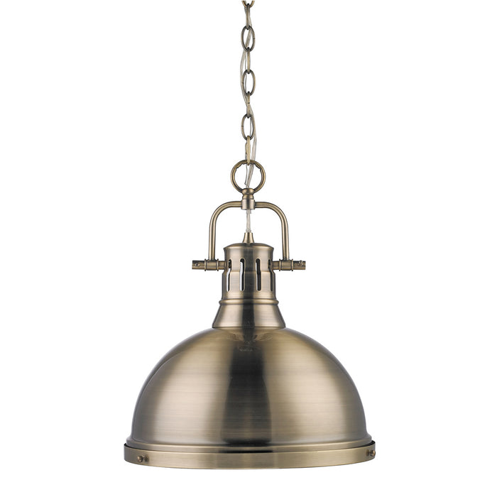 One Light Pendant from the Duncan collection in Aged Brass finish