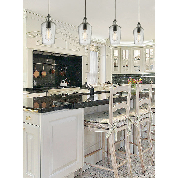 One Light Mini Pendant from the Hammered Glass collection in Oil Rubbed Bronze finish