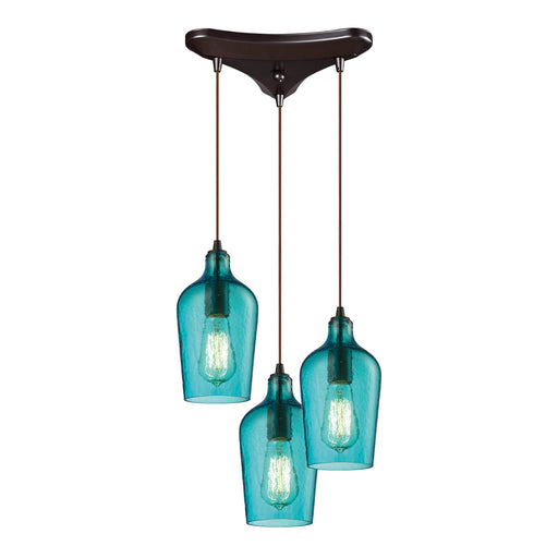 ELK Home - 10331/3HAQ - Three Light Pendant - Hammered Glass - Oil Rubbed Bronze