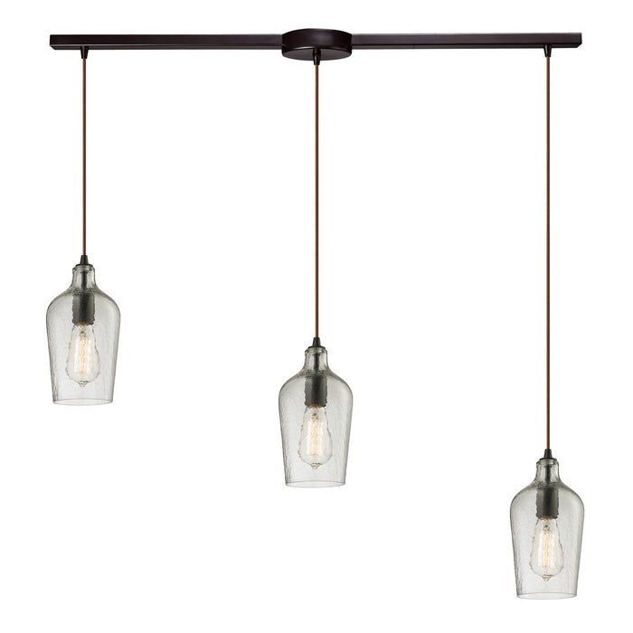 ELK Home - 10331/3L-CLR - Three Light Pendant - Hammered Glass - Oil Rubbed Bronze