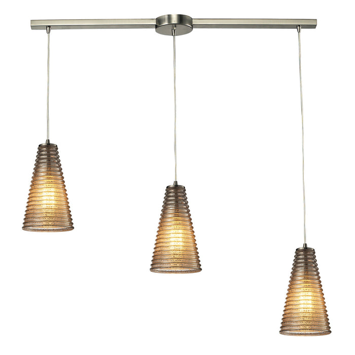 ELK Home - 10333/3L - Three Light Pendant - Ribbed Glass - Satin Nickel