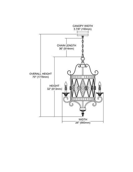 Four Light Chandelier from the Mariana collection in Blackened Silver finish