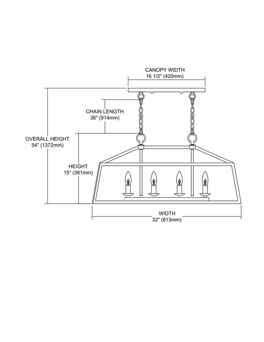 Four Light Chandelier from the Alanna collection in Oil Rubbed Bronze finish