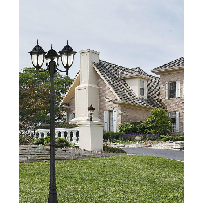 Three Light Outdoor Post Mount from the Central Square collection in Textured Matte Black finish