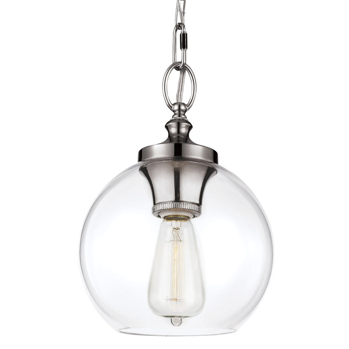 One Light Pendant from the Tabby collection in Polished Nickel finish