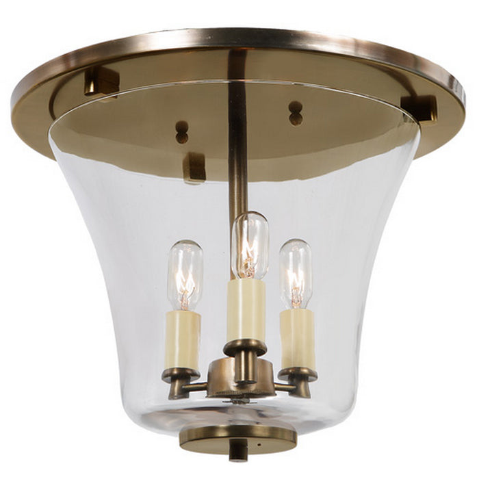 JVI Designs - 1181-10 - Three Light Flush Mount - Greenwich - Rubbed Brass