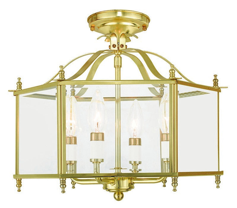 Livex Lighting - 4398-02 - Four Light Pendant/Ceiling Mount - Livingston - Polished Brass