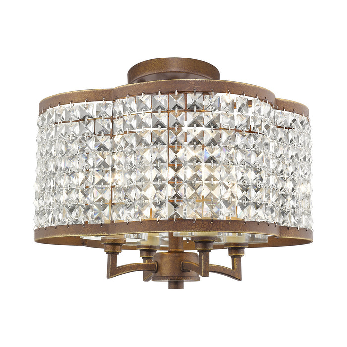 Four Light Mini Chandelier/Ceiling Mount from the Grammercy collection in Hand Painted Palacial Bronze finish