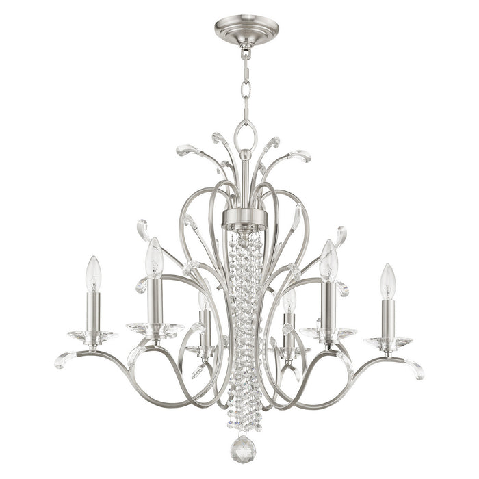 Six Light Chandelier from the Serafina collection in Brushed Nickel finish