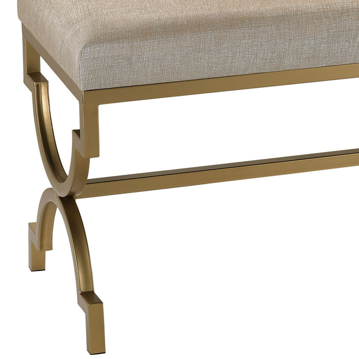 Bench from the Gold Cane collection in Gold, Metallic Cream, Metallic Cream finish