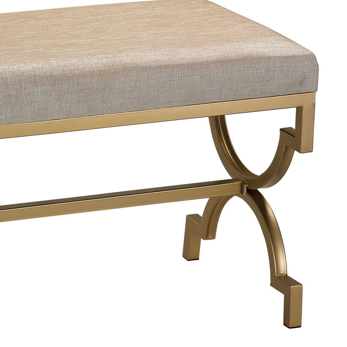 Bench from the Gold Cane collection in Gold, Metallic Cream, Metallic Cream finish